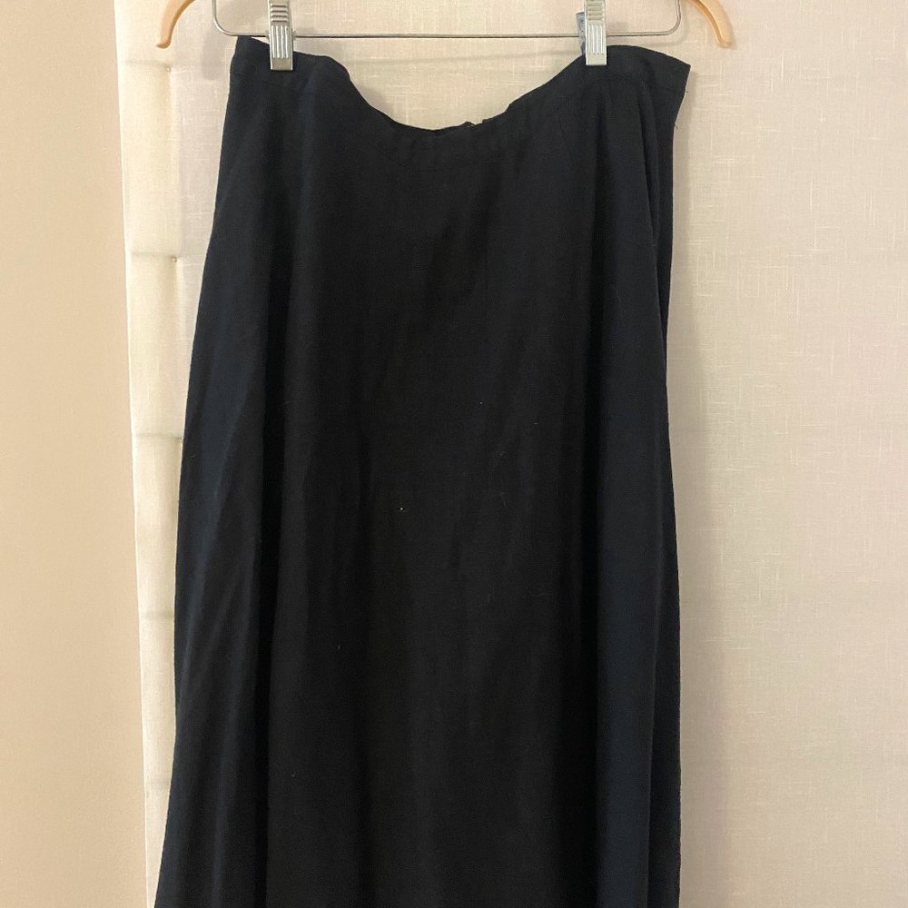 WhoWhatWear Linen Long Black Skirt